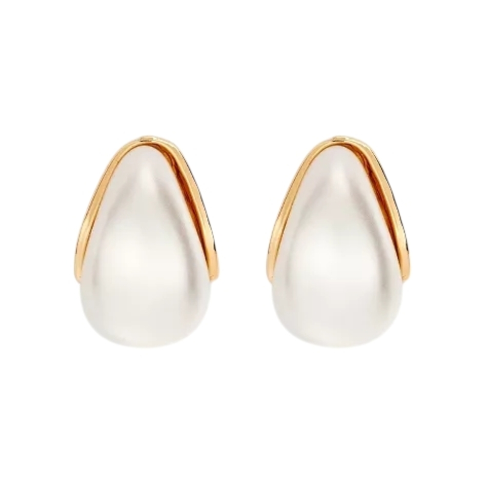 A New Day Gold and White Teardrop Earrings